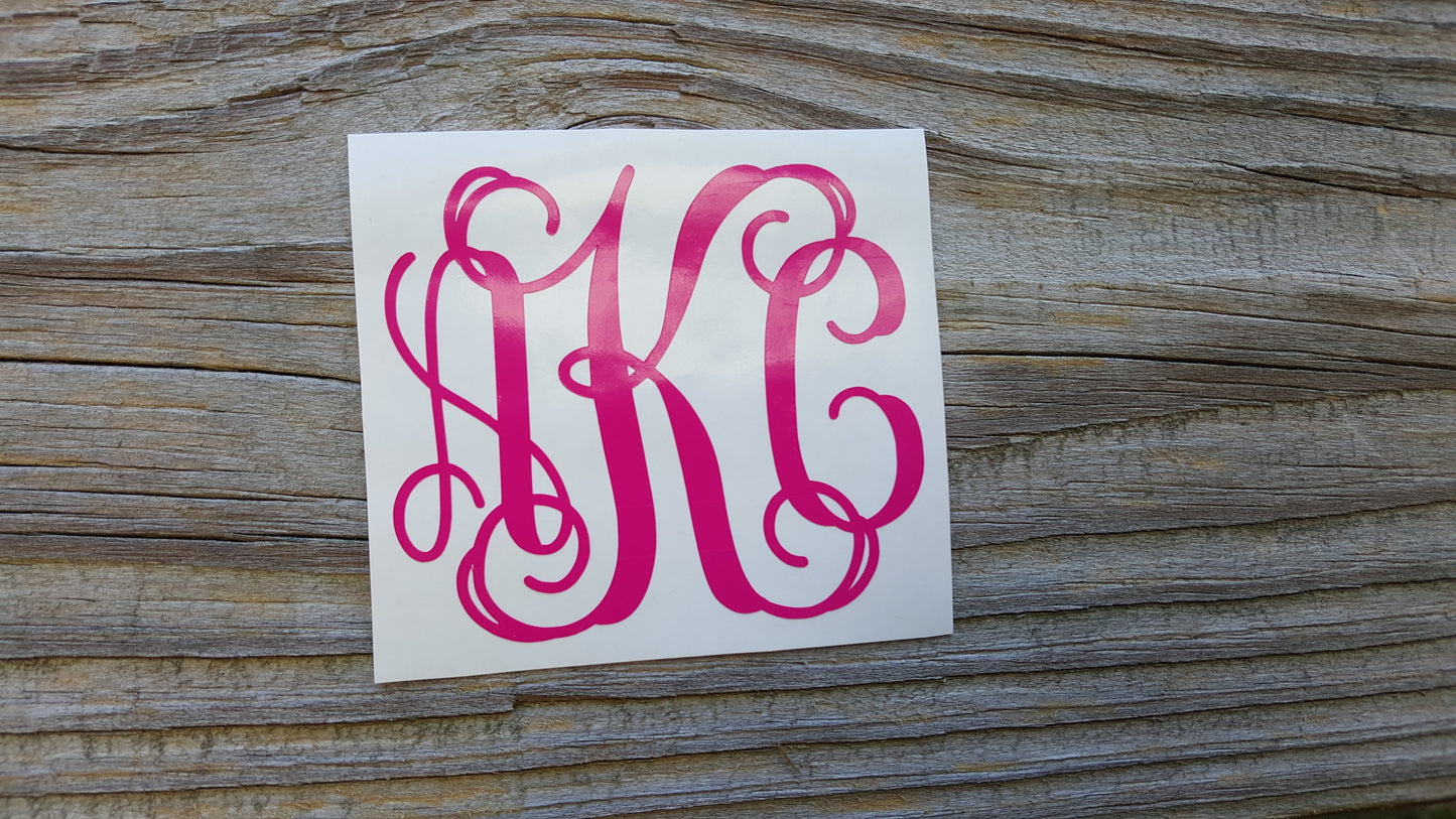 Monogram Vinyl Decal Stickers - Tell me Your Initials at Checkout