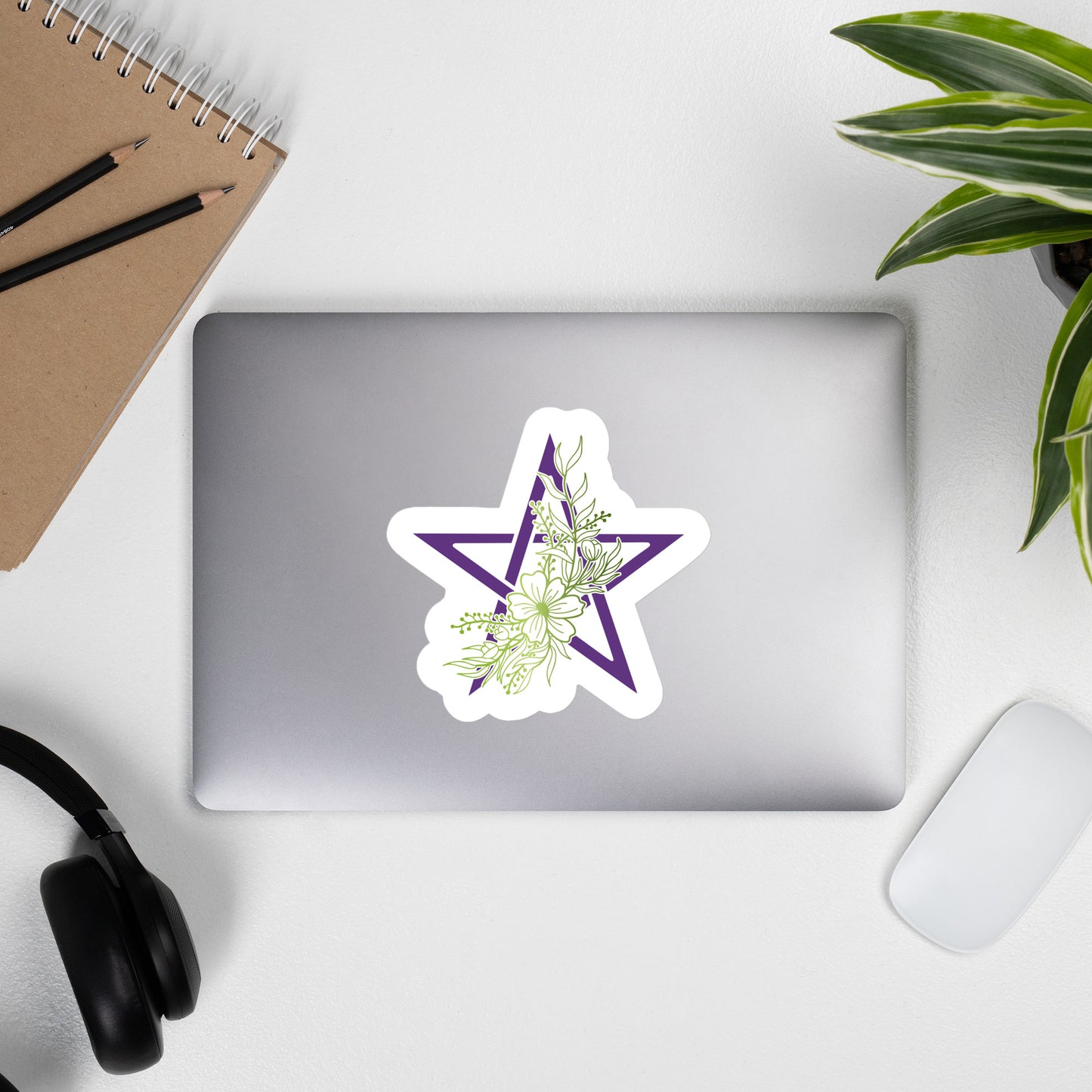 Pentagram with Floral Accent Sticker