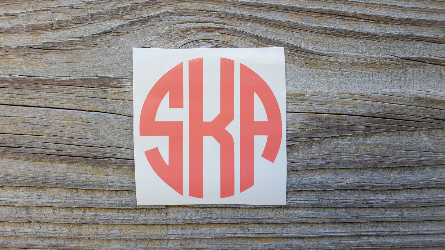 Monogram Vinyl Decal Stickers - Tell me Your Initials at Checkout