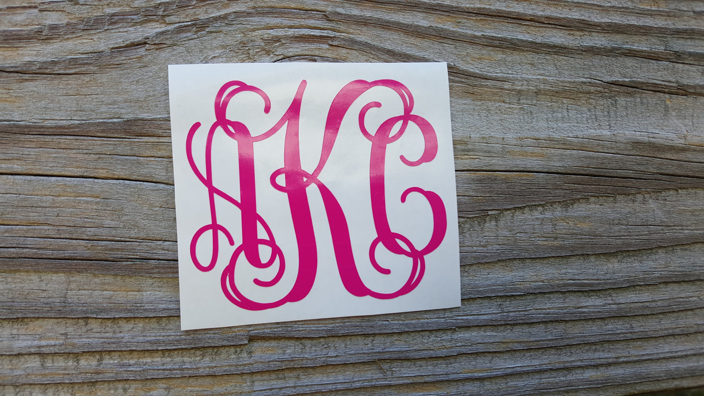 Monogram Vinyl Decal Stickers - Tell me Your Initials at Checkout