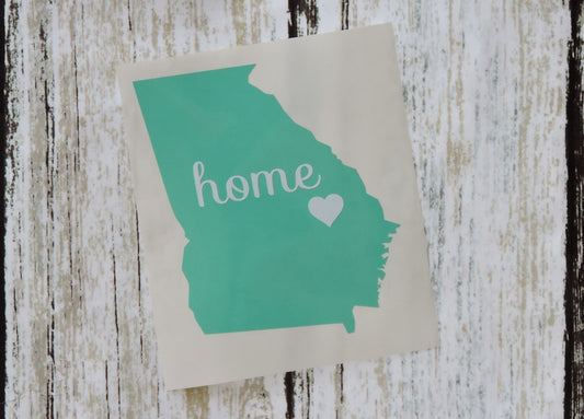 Georgia Decal - State Silhouette with Home and Heart