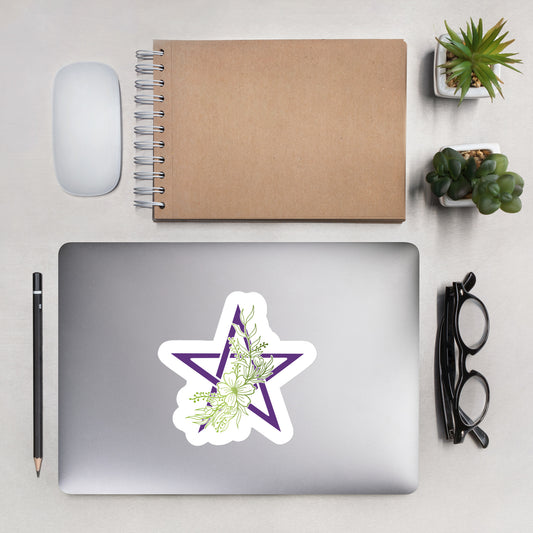 Pentagram with Floral Accent Sticker